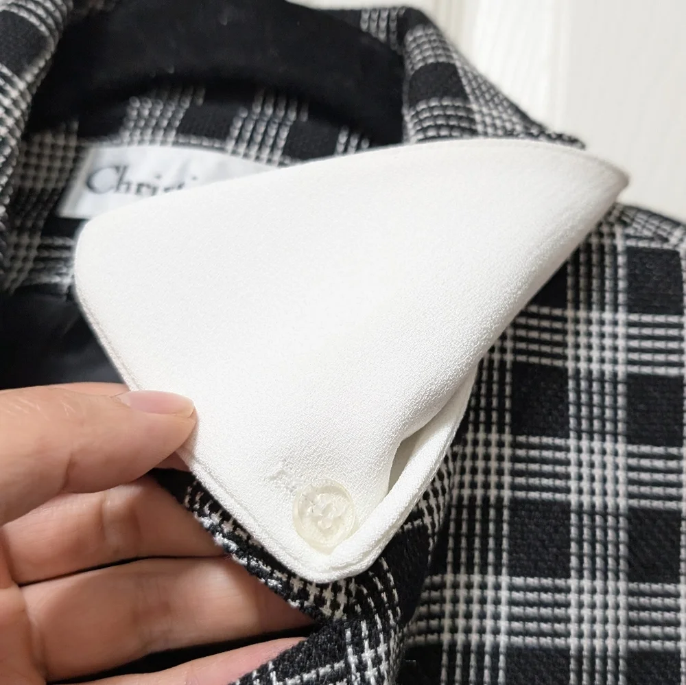 Christian Dior vintage plaid black and white check blazer size 4